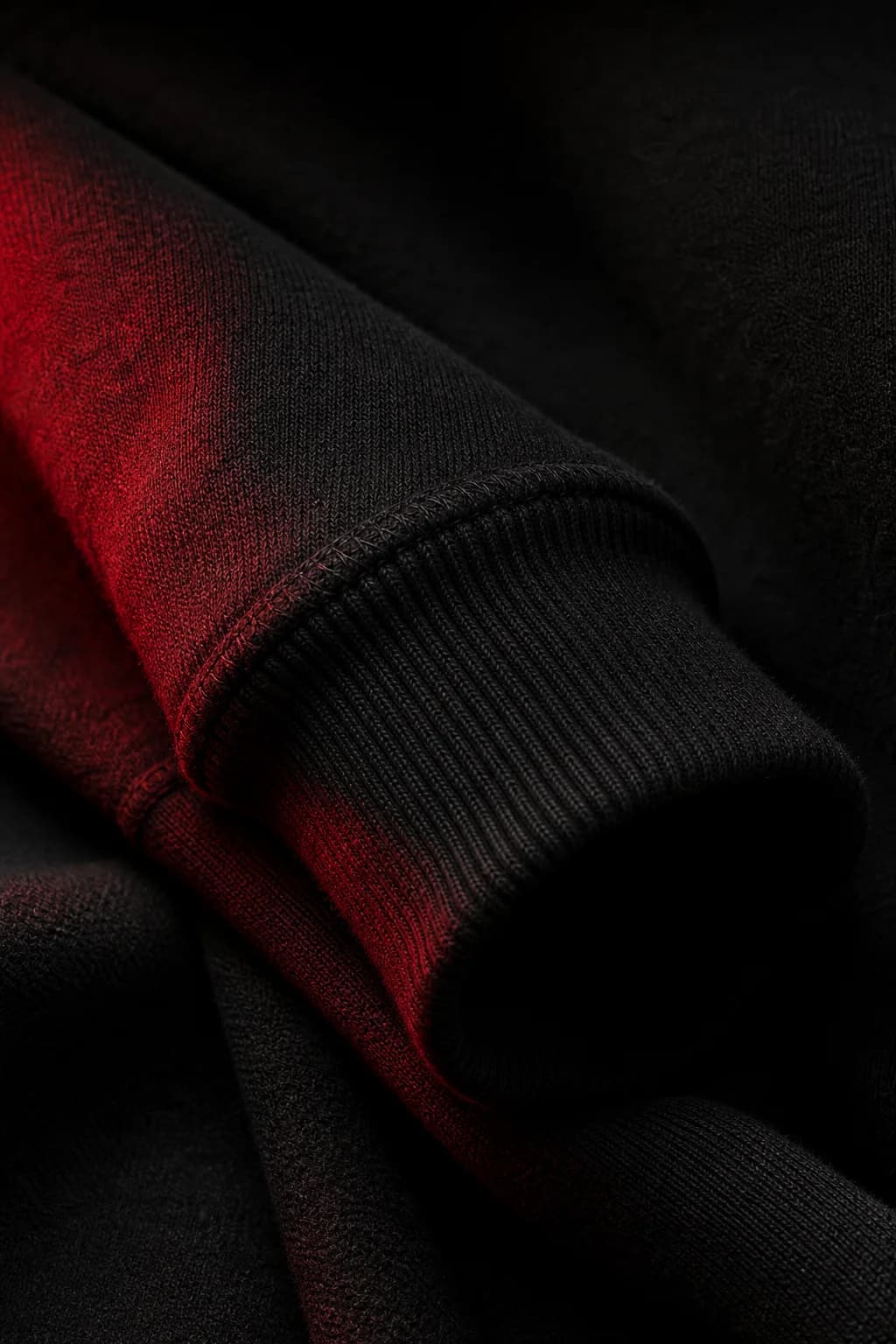 Close-up of heavyweight brushed cotton fleece in black